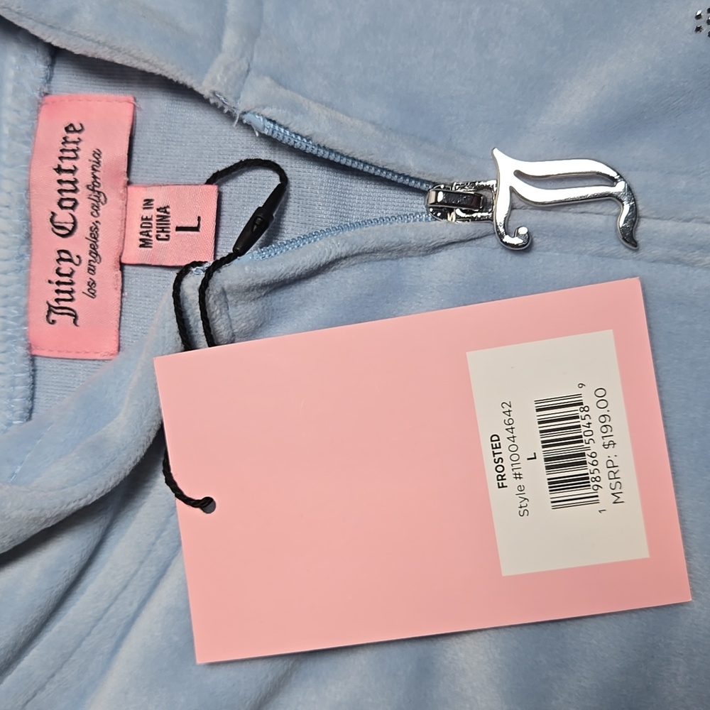 Juicy Couture Velour Tracksuit Baby Blue With Rhinestones Large - Picture 6 of 9